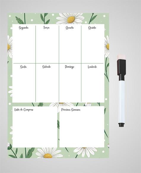 Planner Magnético Semanal para Geladeira com Caneta