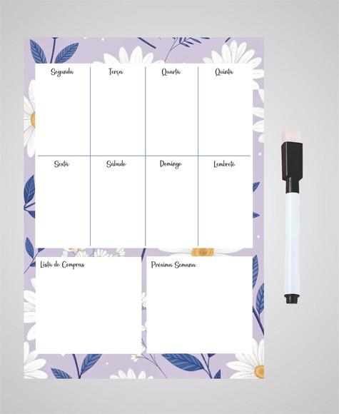 Planner Magnético Semanal para Geladeira com Caneta
