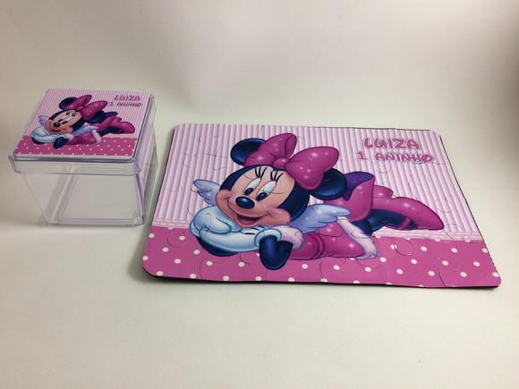 Quebra Cabeça Personalizado 24 Peças Minnie Rosa