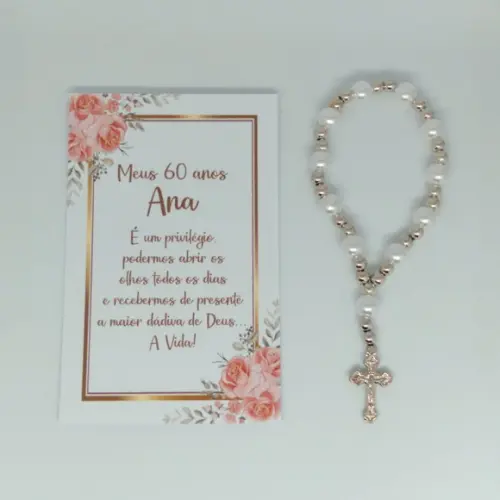 Cartão com Mini Terço Personalizado Aniversário