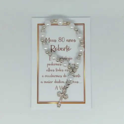 Cartão com Mini Terço Personalizado Aniversário