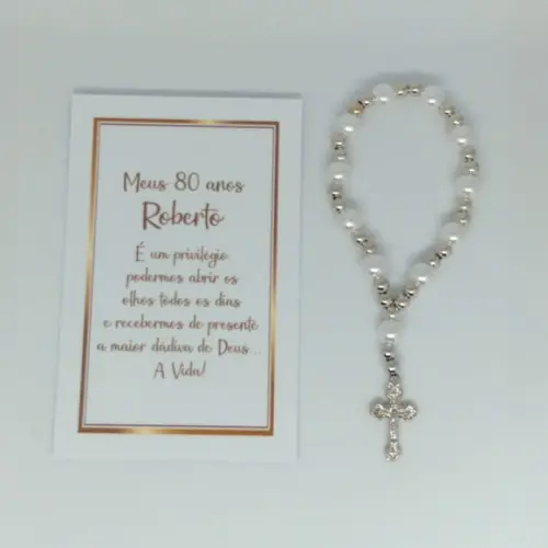 Cartão com Mini Terço Personalizado Aniversário