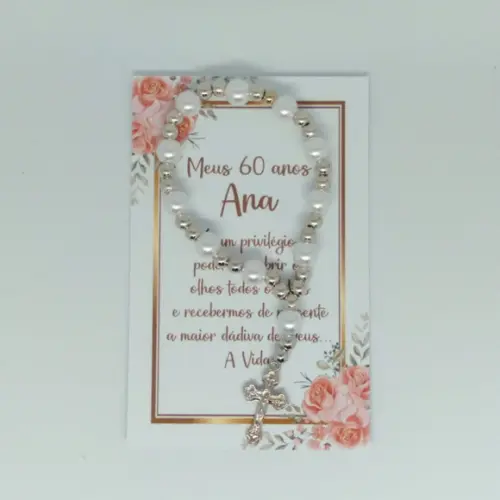 Cartão com Mini Terço Personalizado Aniversário