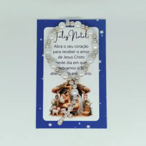 Cartão com Mini Terço Personalizado Natal