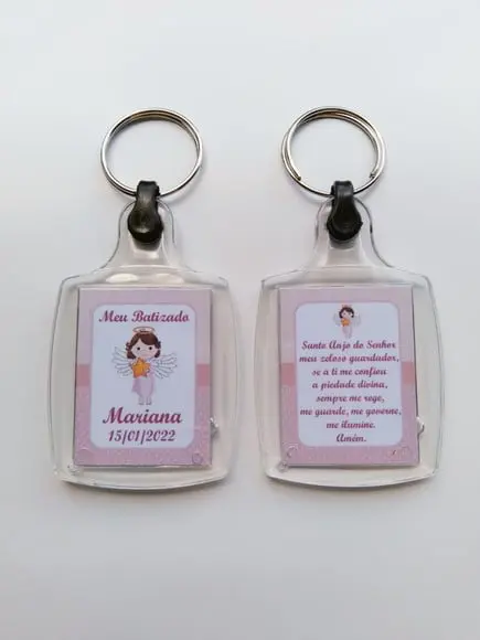 Chaveiro de Acrílico Personalizado Batizado Menina