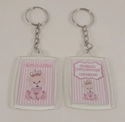 Chaveiro de Acrílico Personalizado Chá de Bebê Menina