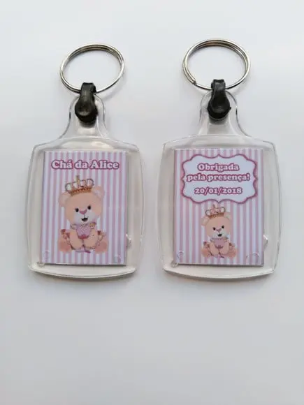 Chaveiro de Acrílico Personalizado Chá de Bebê Menina
