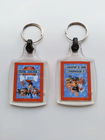 Chaveiro de Acrílico Personalizado Festa Patrulha Canina