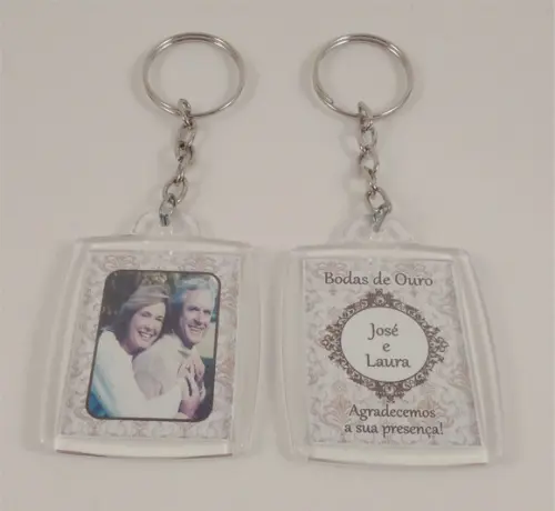 Chaveiro de Acrílico Personalizado Festa Bodas de Ouro