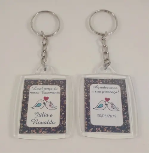 Chaveiro de Acrílico Personalizado Festa Casamento