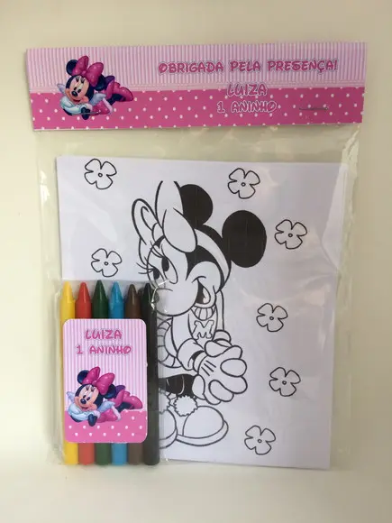 Kit Colorir Personalizado Minnie Rosa