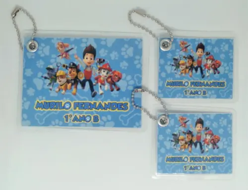 Kit com 3 Unid Tag de Identificação Escolar Patrulha Canina