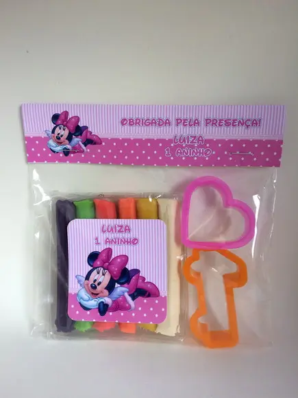 Kit Massinha + Moldes Personalizado Minnie Rosa