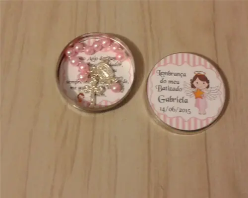 Latinha com Mini Terço - Batizado Menina