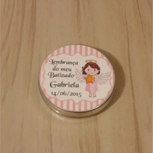 Latinha com Mini Terço - Batizado Menina