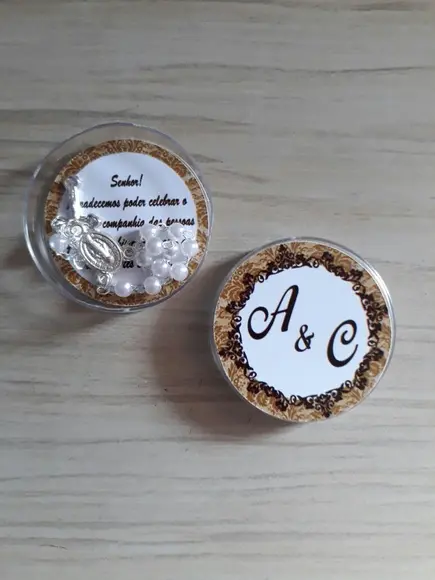 Latinha com Mini Terço - Bodas de Ouro