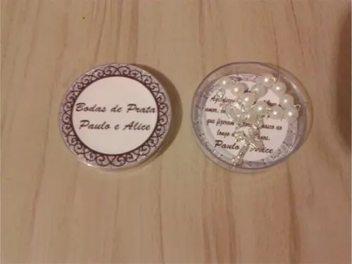 Latinha com Mini Terço - Bodas de Prata