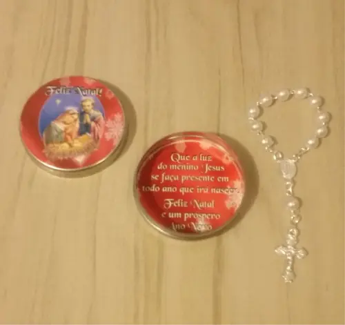 Latinha com Mini Terço - Natal