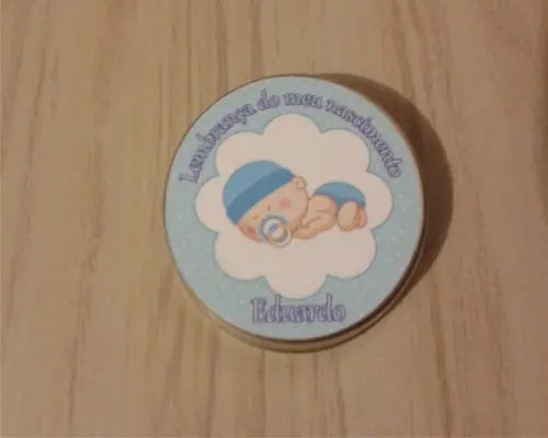 Latinha com Mini Terço Nascimento Menino