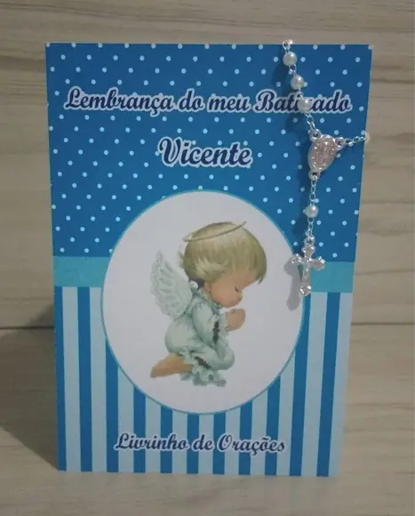 Lembrancinha Batizado - Livrinho de Orações com Mini Terço