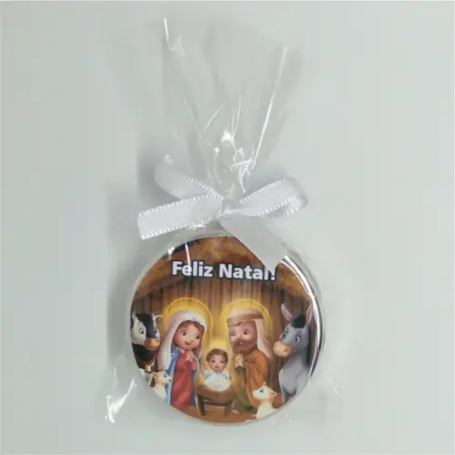 Lembrancinha Latinha com Mini Terço Natal