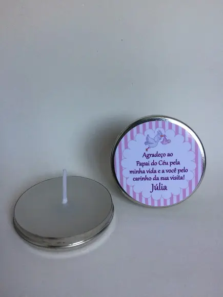 Lembrancinha Latinha com Vela Nascimento Menina