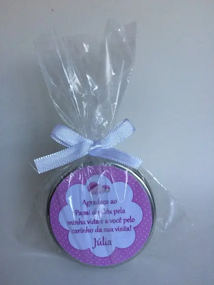 Lembrancinha Latinha com Vela Nascimento Menina