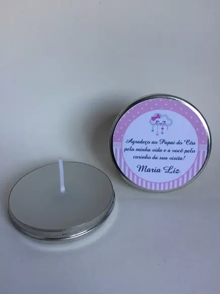Lembrancinha Latinha com Vela Nascimento Menina