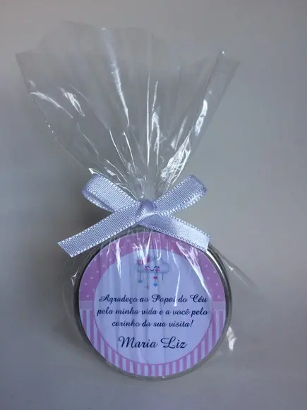 Lembrancinha Latinha com Vela Nascimento Menina