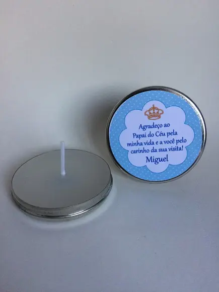 Lembrancinha Latinha com Vela Nascimento Menino