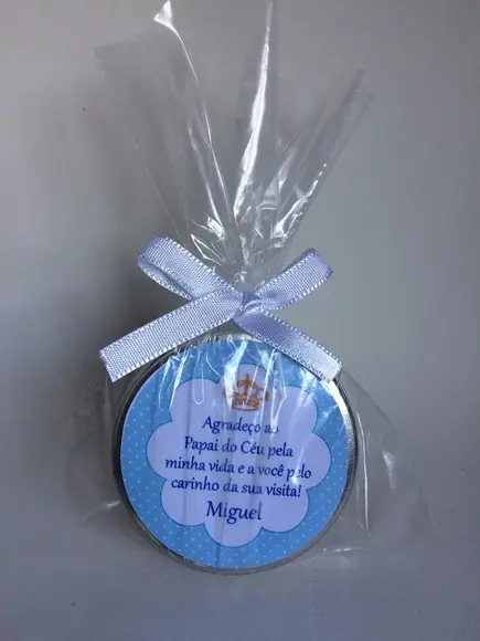 Lembrancinha Latinha com Vela Nascimento Menino