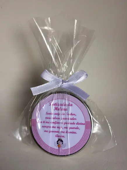 Lembrancinha Latinha com Vela Personalizada Batizado Menina