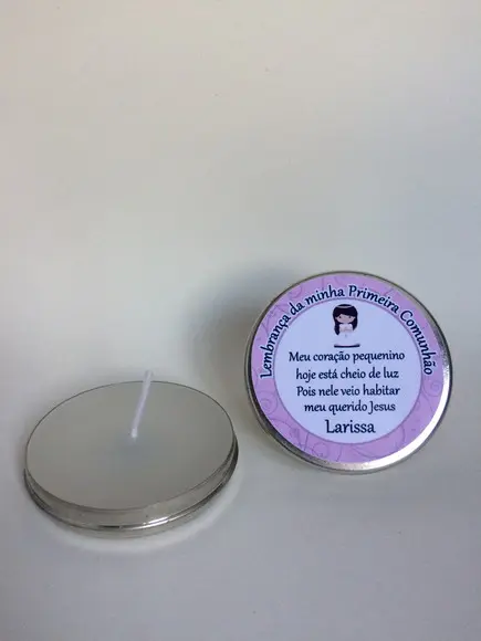 Lembrancinha Latinha com Vela Primeira Comunhão