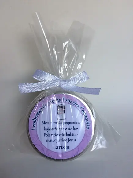 Lembrancinha Latinha com Vela Primeira Comunhão