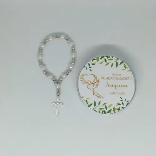 Lembrancinha Primeira Comunhão Latinha com Mini Terço