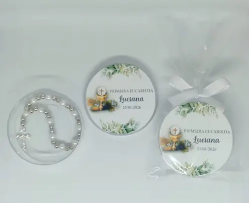 Lembrancinha Primeira Comunhão Latinha com Mini Terço