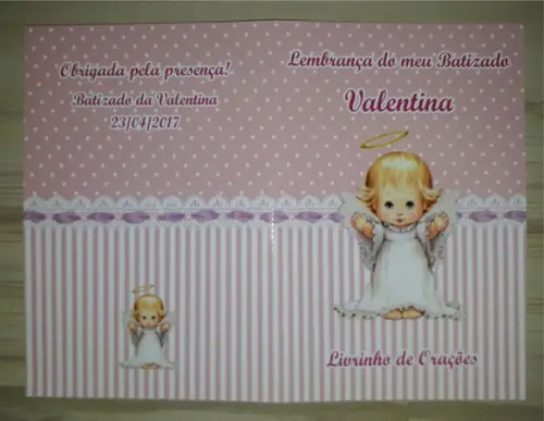 Livrinho de Orações + Latinha com Mini Terço Batizado Menina