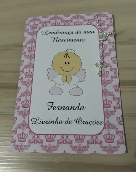 Livrinho de Orações com Mini Terço Nascimento Menina