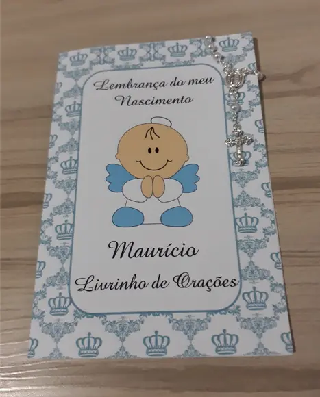 Livrinho de Orações com Mini Terço Nascimento Menino