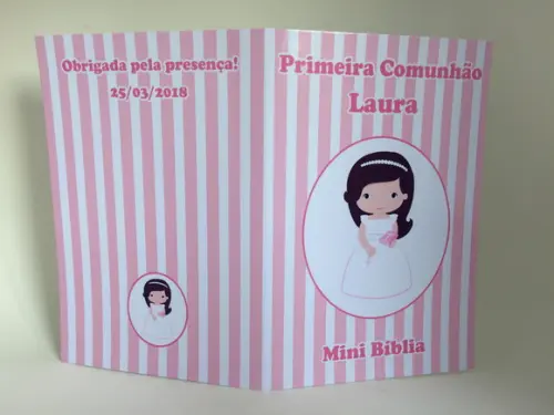 Mini Bíblia com Mini Terço 1ª Comunhão / Eucaristia Menina