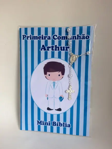Mini Bíblia com Mini Terço 1ª Comunhão / Eucaristia Menino