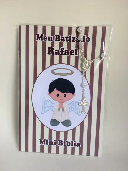 Mini Bíblia com Mini Terço Batizado Menino