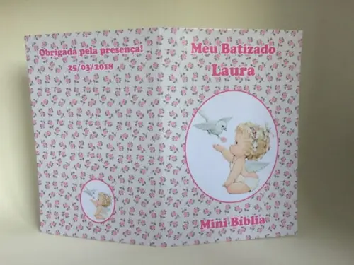 Mini Bíblia com Mini Terço Batizado Menina