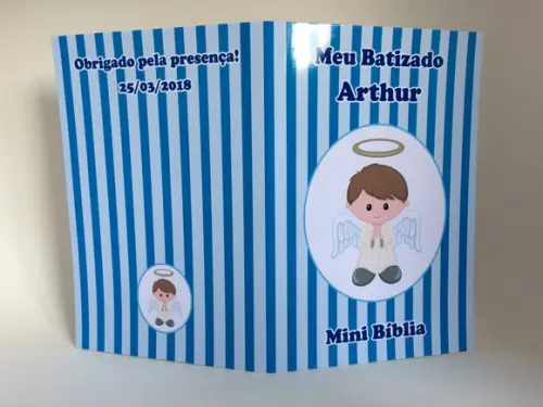 Mini Bíblia com Mini Terço Batizado Menino
