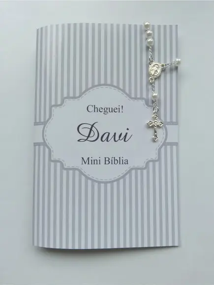 Mini Bíblia com Mini Terço Personalizada Nascimento