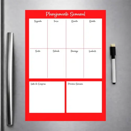 Planner Magnético Semanal para Geladeira com Caneta