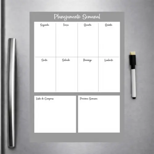 Planner Magnético Semanal para Geladeira com Caneta