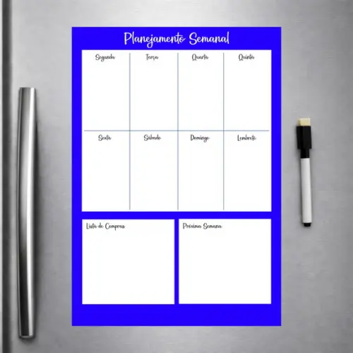 Planner Magnético Semanal para Geladeira com Caneta
