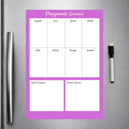 Planner Magnético Semanal para Geladeira com Caneta