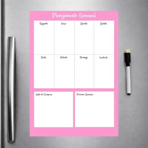 Planner Magnético Semanal para Geladeira com Caneta